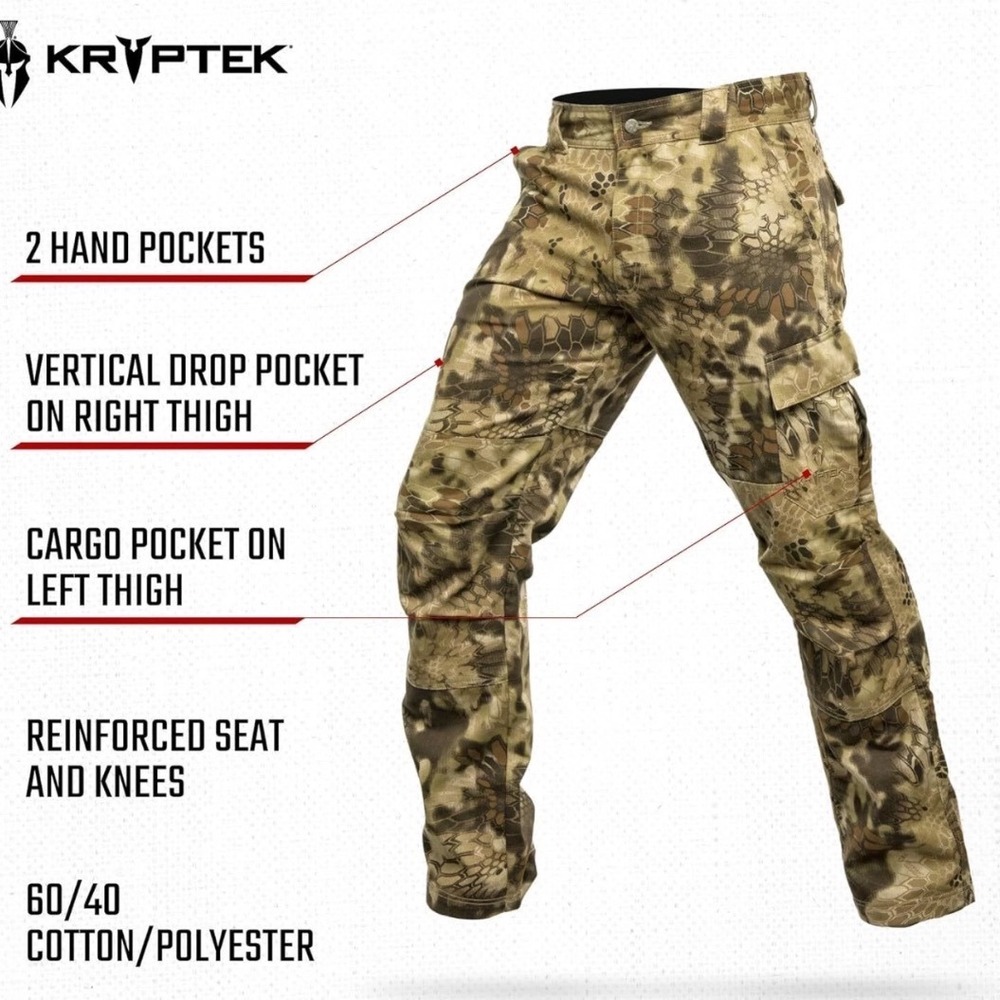 New Kryptek Stalker Cotton Pants Highlander Camo Tactical Hunting 16STABH6 XL